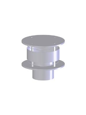 Duct, rain hood, for penetrating a 130 mm flue pipe through a roof. Material: blank aluminium