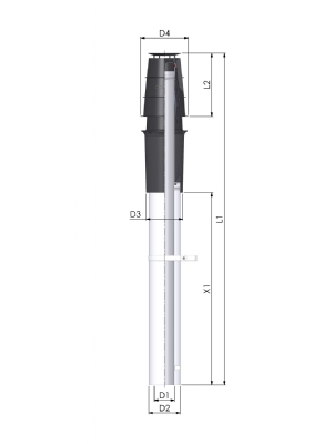 Concentric vertical flue gas drain for the closed TTulpe C-Meister 11, 13 & 14