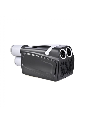 Very compact portable air conditioner with remote control for home, camping or patio.